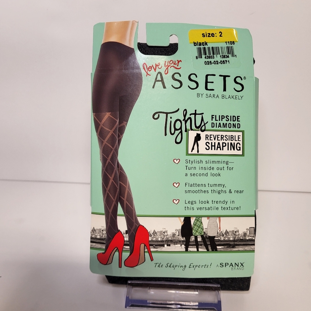 Spanx Love Your Assets Tights Diamond Black Size 2 New